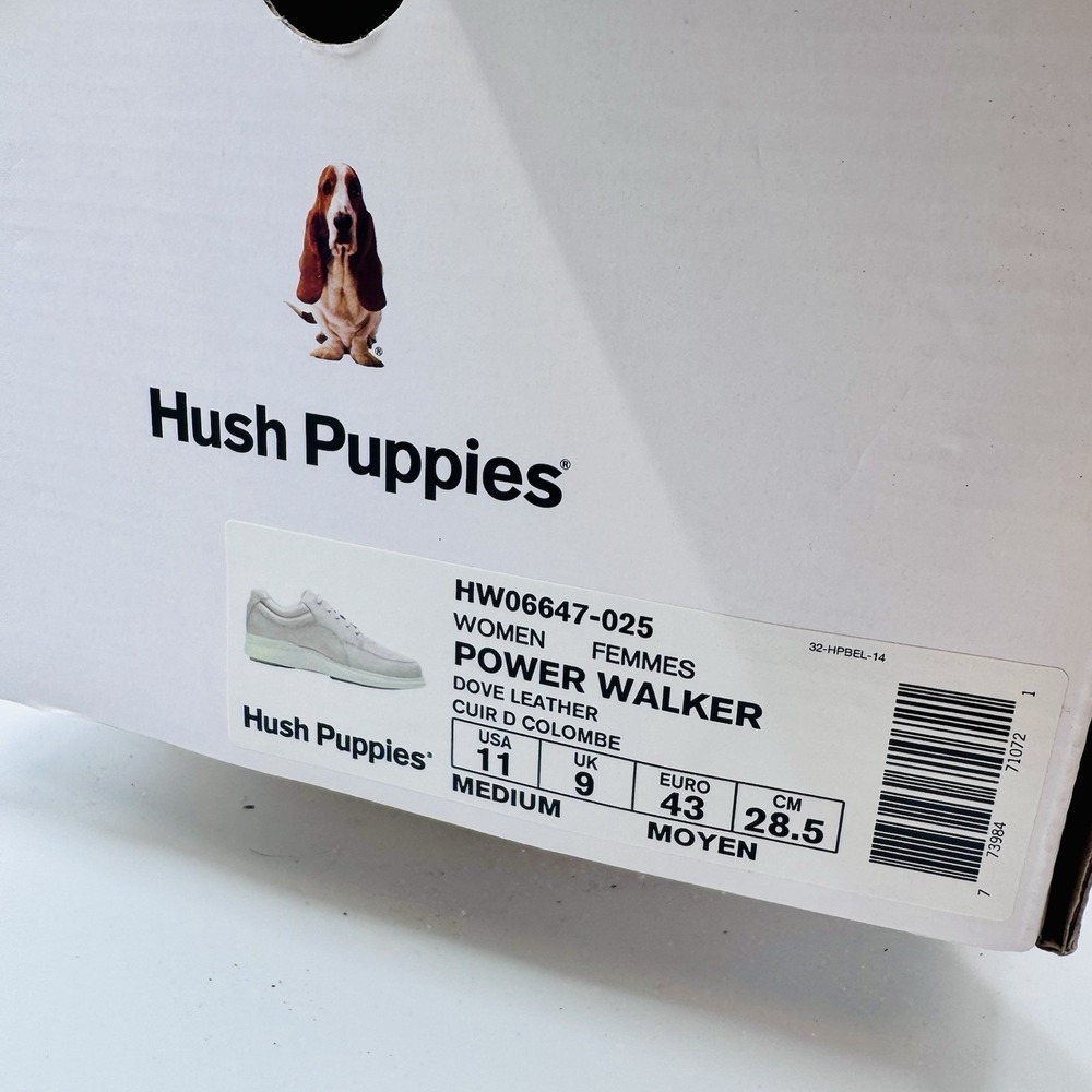 Hush Puppies Power Walker Shoes Womens 11 Dove Gray Leather Walking Comfort New - Picture 7 of 8